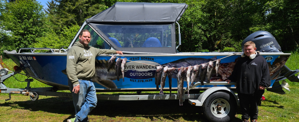 The results of a successful Astoria bottom fish charter showing off limits of lingcod, cabezon, and rockfish