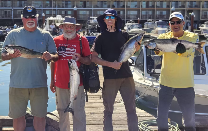 Chinook for everyone after a Buoy 10 Fishing Charter