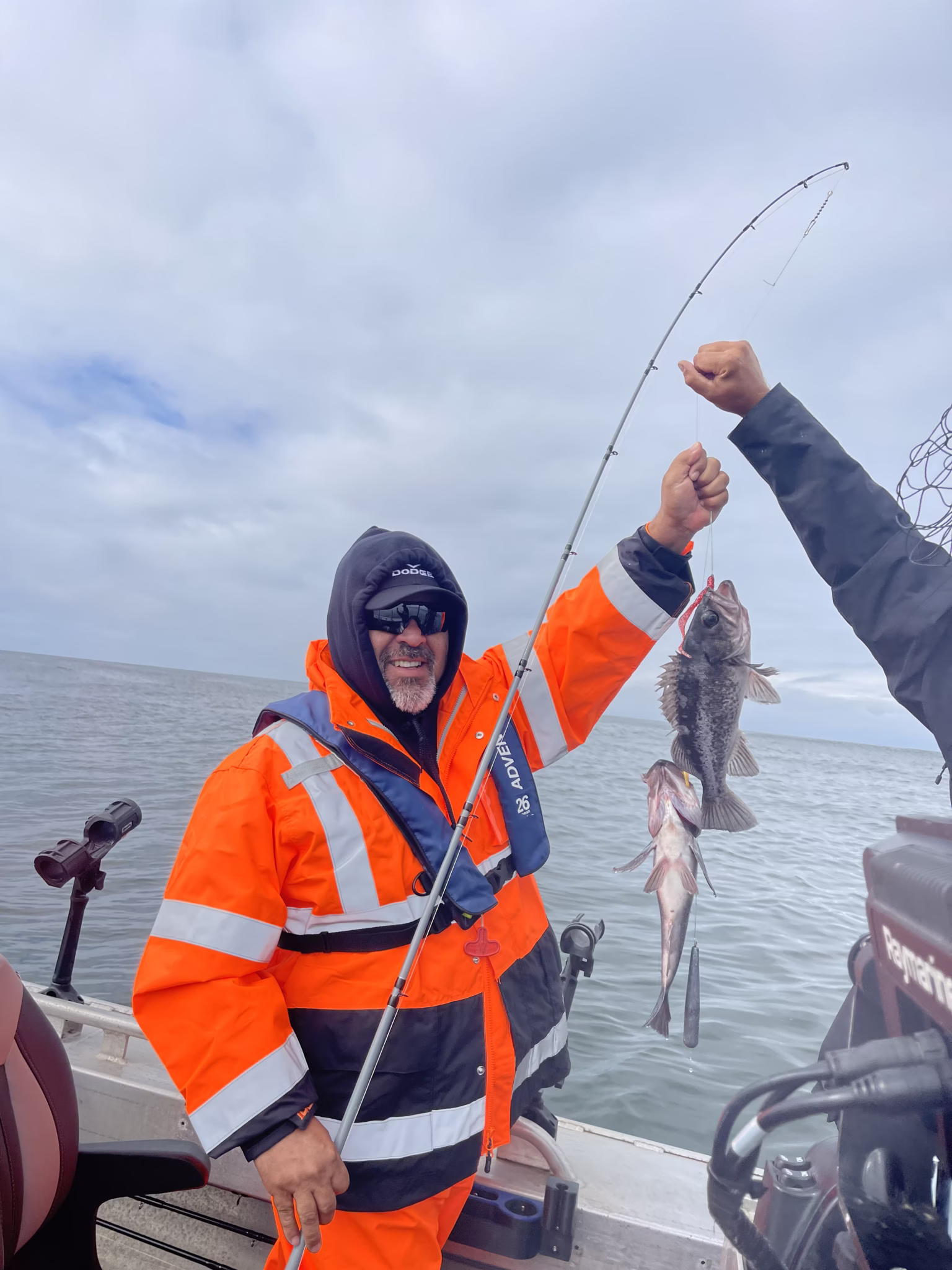 Two rockfish on at once at Tillamook Head Lighthouse near Seaside Oregon